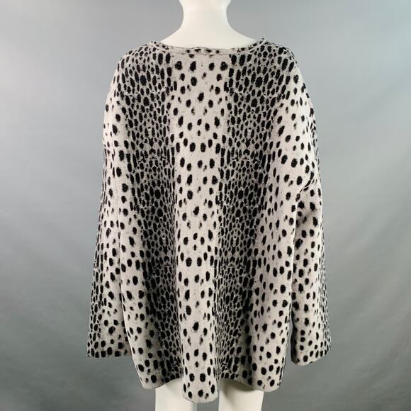 ALAIA Size 8 Grey Black Viscose Blend Animal Print Sweater - Picture 4 of 7